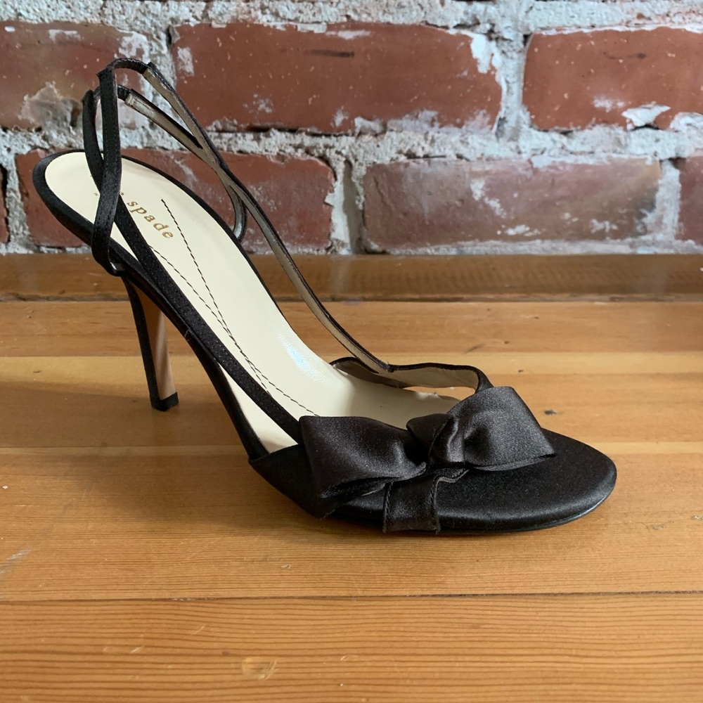 Kate Spade brown strappy satin bow heels 8